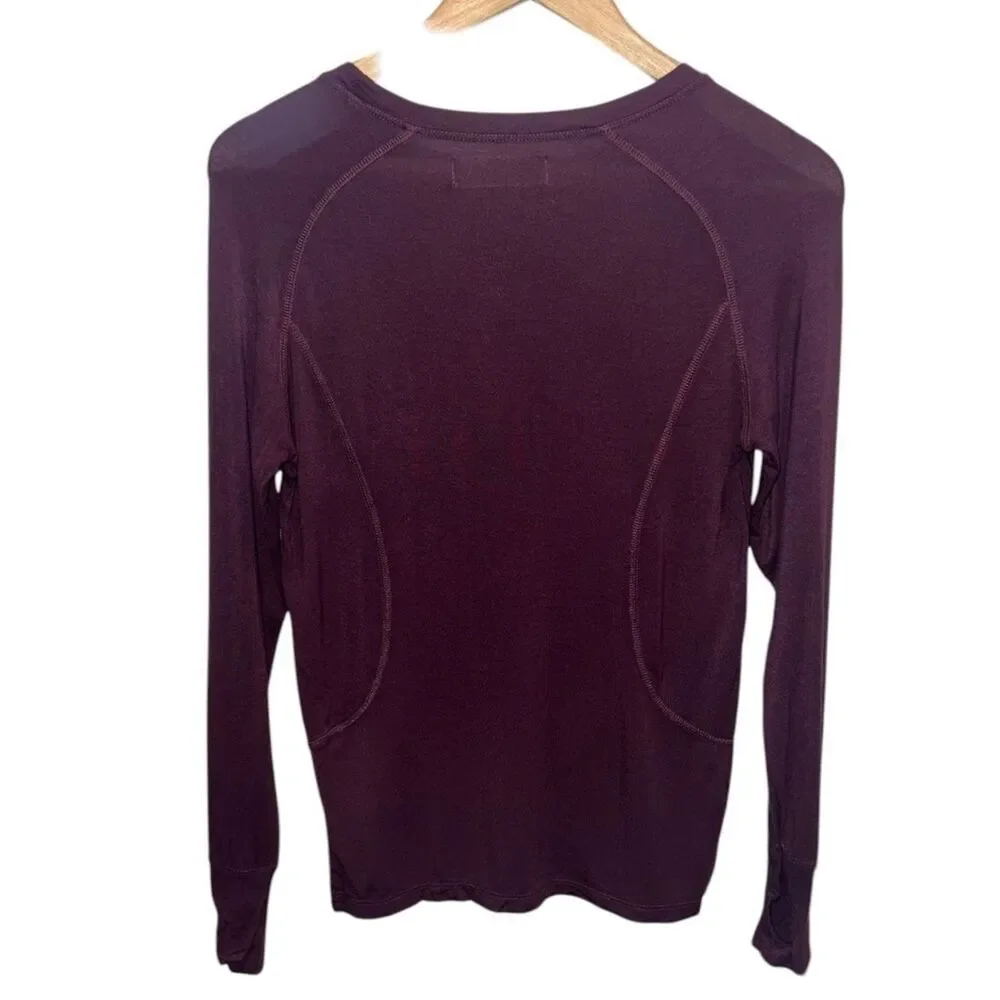 Burn Boot Camp Maroon Long Sleeve Athletic Top Size Small Thumbholes Size Small